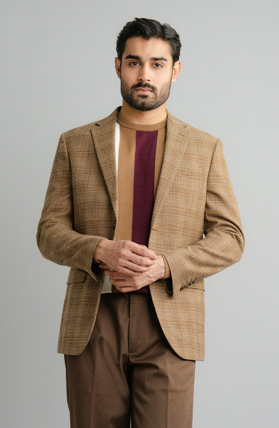 ABLAZE BLAZER -  CAMEL CHECKERED