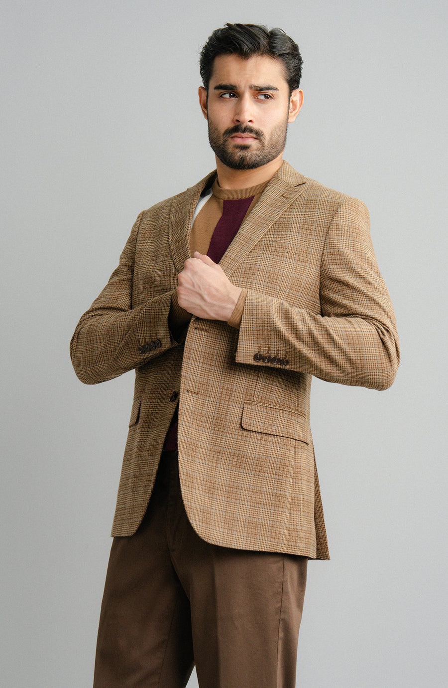 ABLAZE BLAZER -  CAMEL CHECKERED