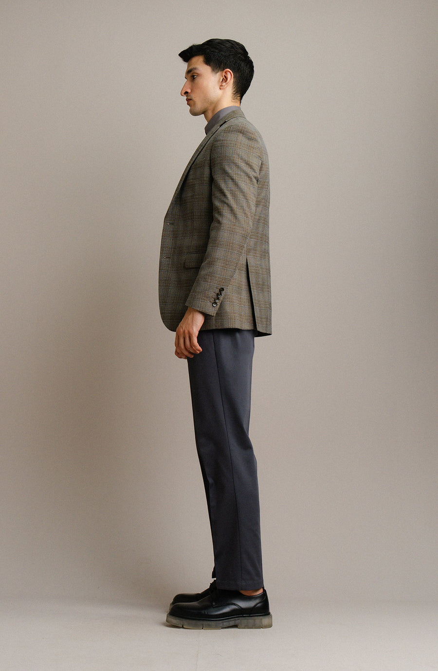 ABLAZE BLAZER - DARK BROWN CHECKERED