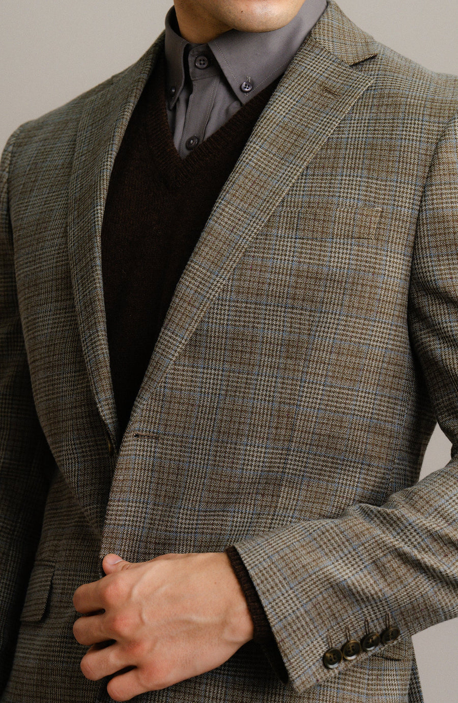ABLAZE BLAZER - DARK BROWN CHECKERED