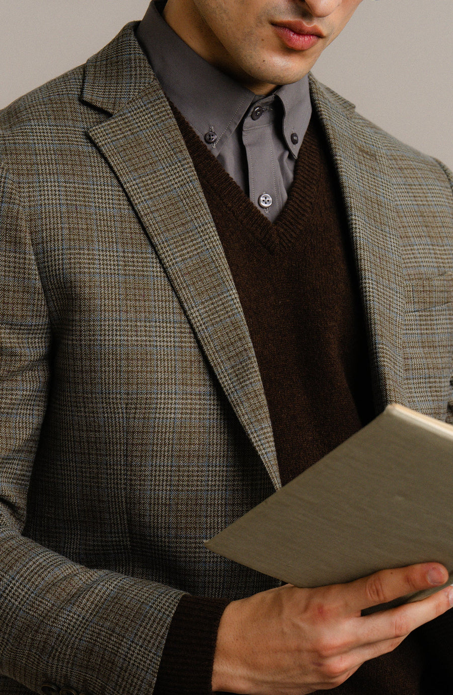 ABLAZE BLAZER - DARK BROWN CHECKERED