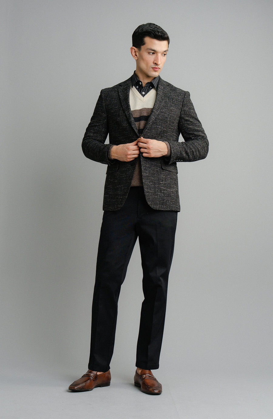 ABLAZE BLAZER -  BLACK TEXTURED