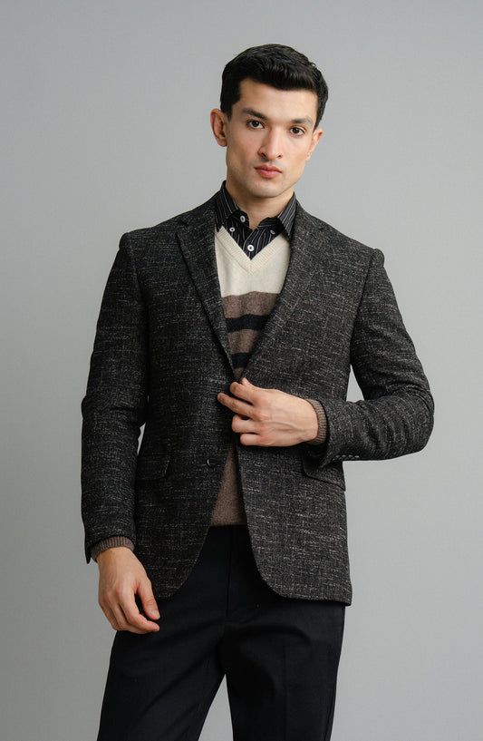 ABLAZE BLAZER -  BLACK TEXTURED