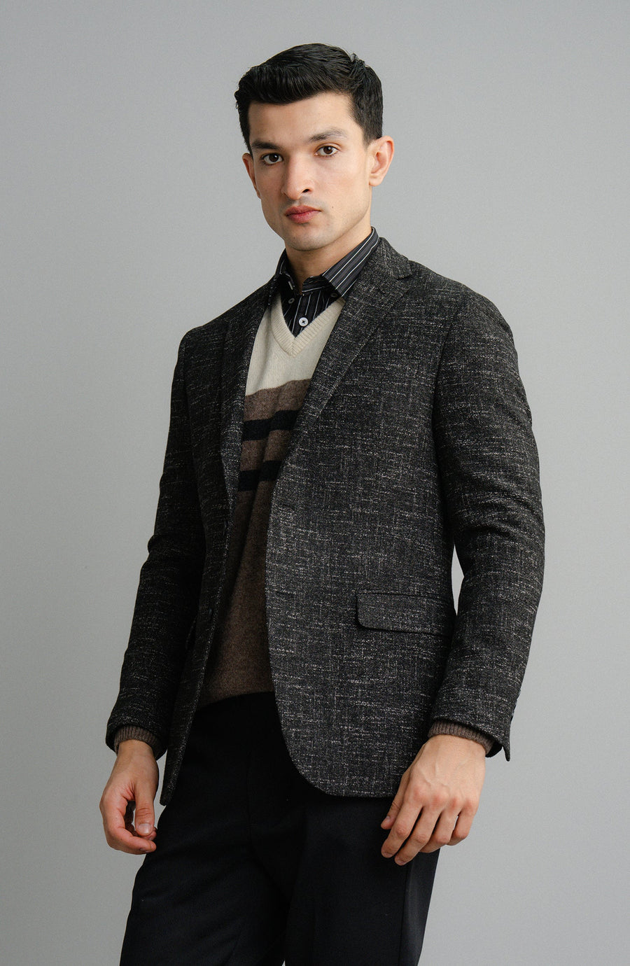 ABLAZE BLAZER -  BLACK TEXTURED