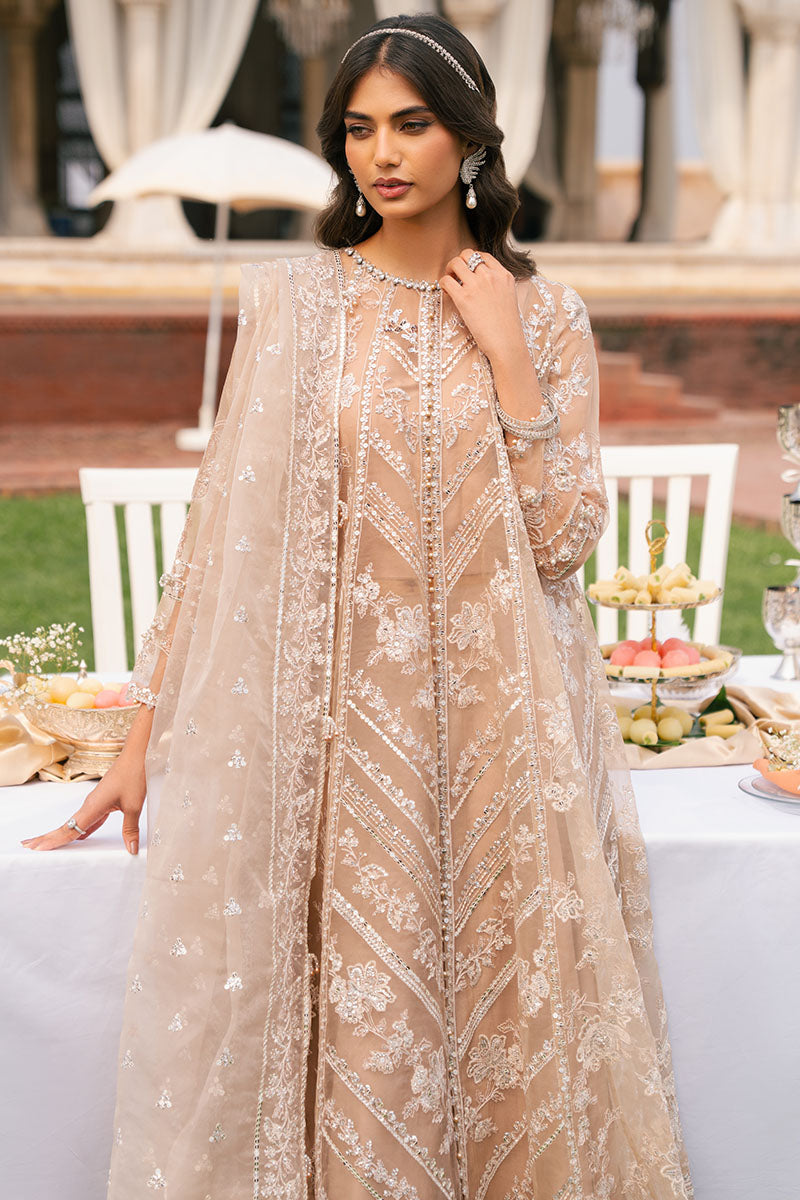BRONZE BLAZE-3PC ORGANZA EMBROIDERED PRET - Pehnaawaa