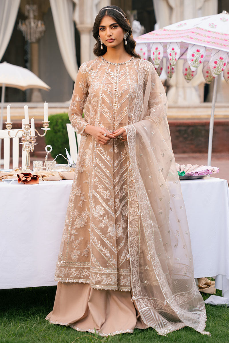 BRONZE BLAZE-3PC ORGANZA EMBROIDERED PRET - Pehnaawaa