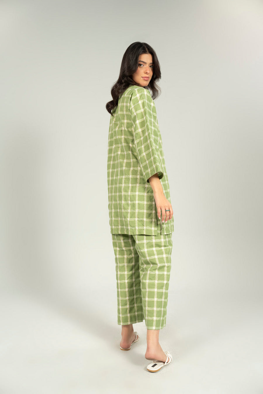 Sage Green Linen 2-Piece Culotte Set | Yarn-Dyed