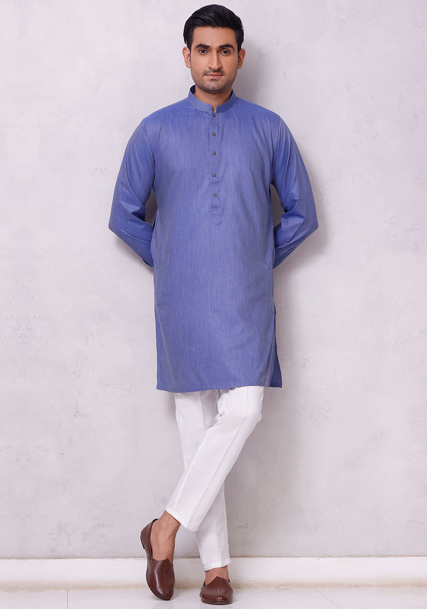 Basic Poly Viscose Star Sapphire Slim Fit Kurta