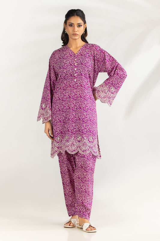 Purple Printed Summer Co-Ord Set - Pehnaawaa