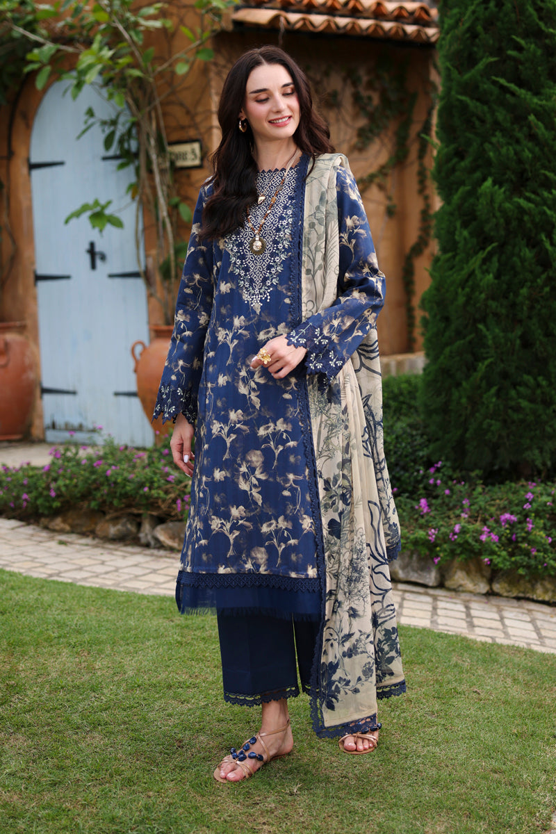 Charlotte Midnight Blue Printed Lawn Suit with Chiffon Dupatta