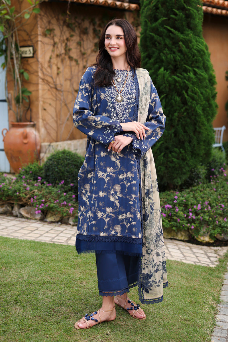 Charlotte Midnight Blue Printed Lawn Suit with Chiffon Dupatta