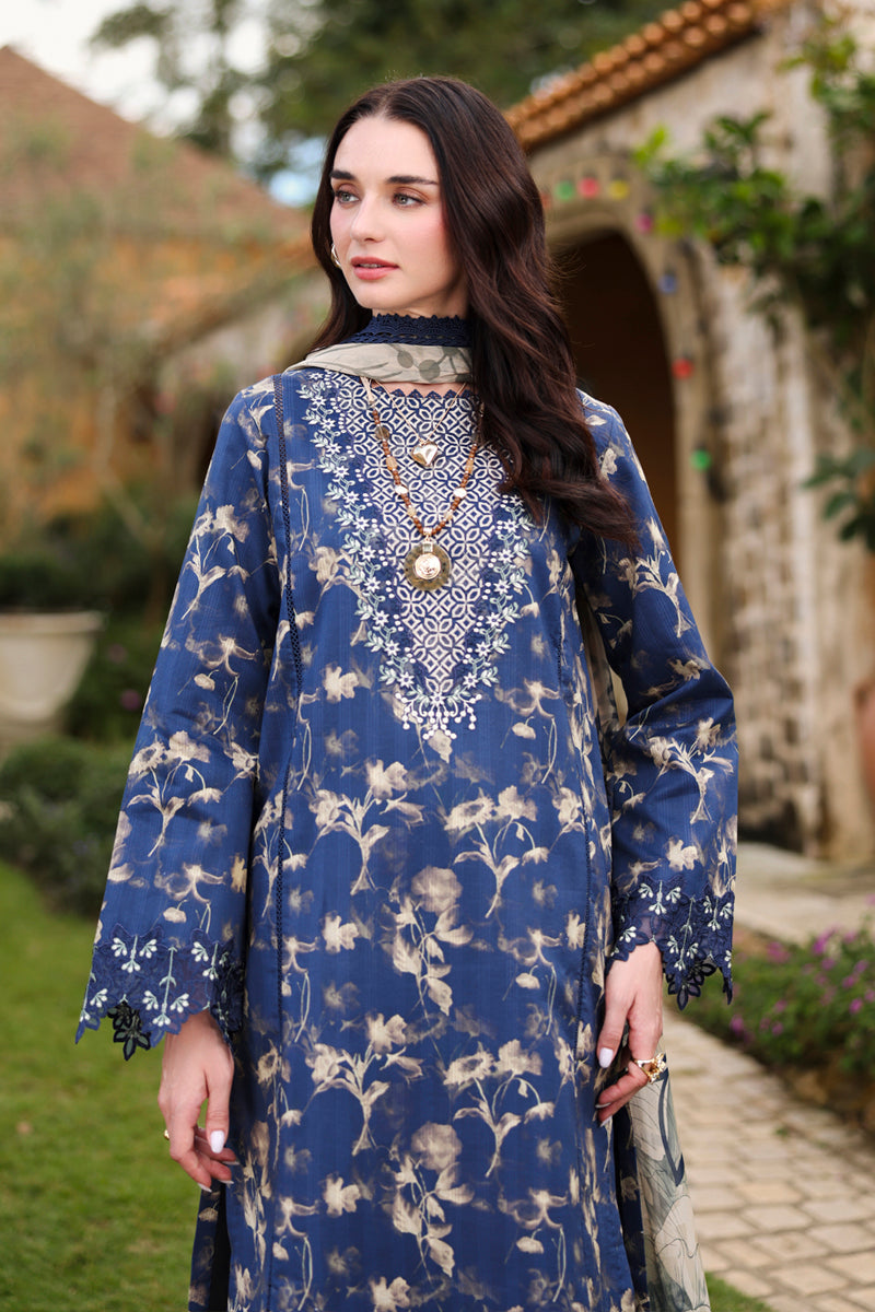 Charlotte Midnight Blue Printed Lawn Suit with Chiffon Dupatta