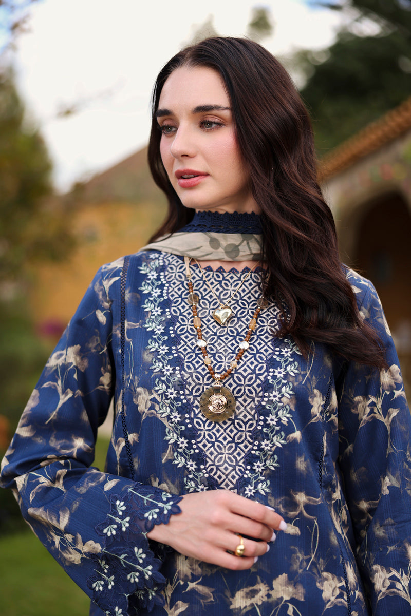 Charlotte Midnight Blue Printed Lawn Suit with Chiffon Dupatta
