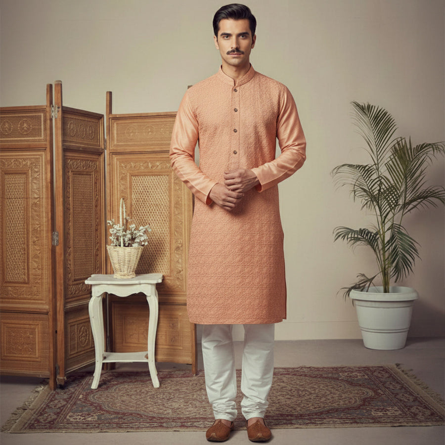 Cotton Desert Sand Slim Fit Kurta