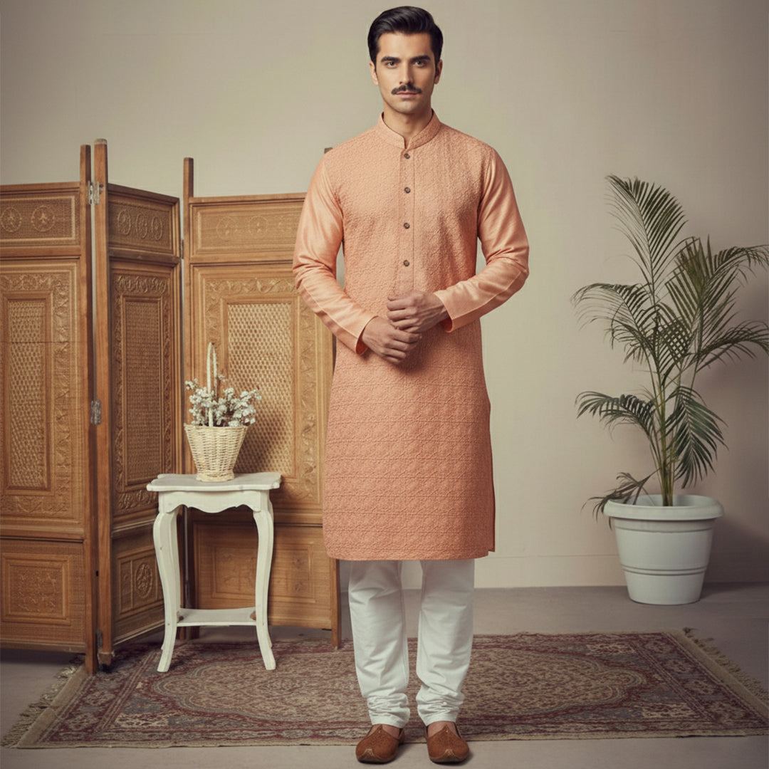 Cotton Desert Sand Slim Fit Kurta
