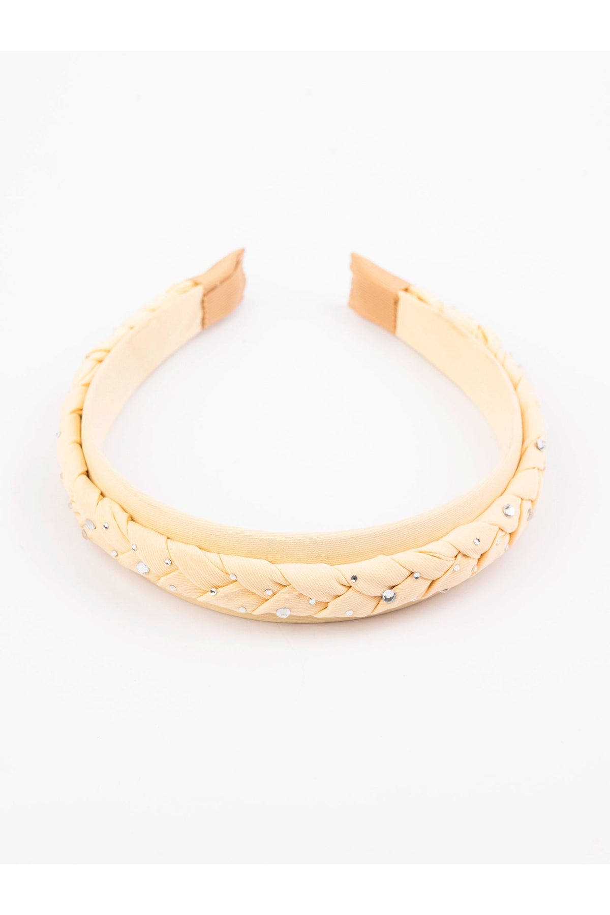 Cream Silk Braided Hair Band | Cutdana Pearl Embellishment