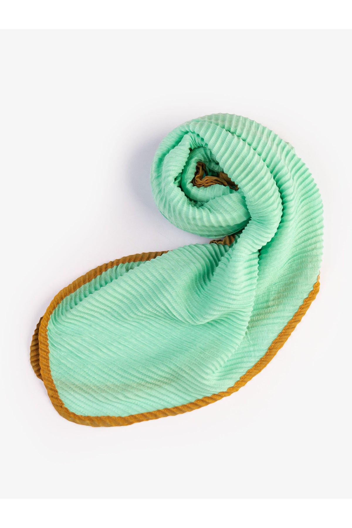 Mint Viscose Crush Scarf | Textured Weave with Gota Border