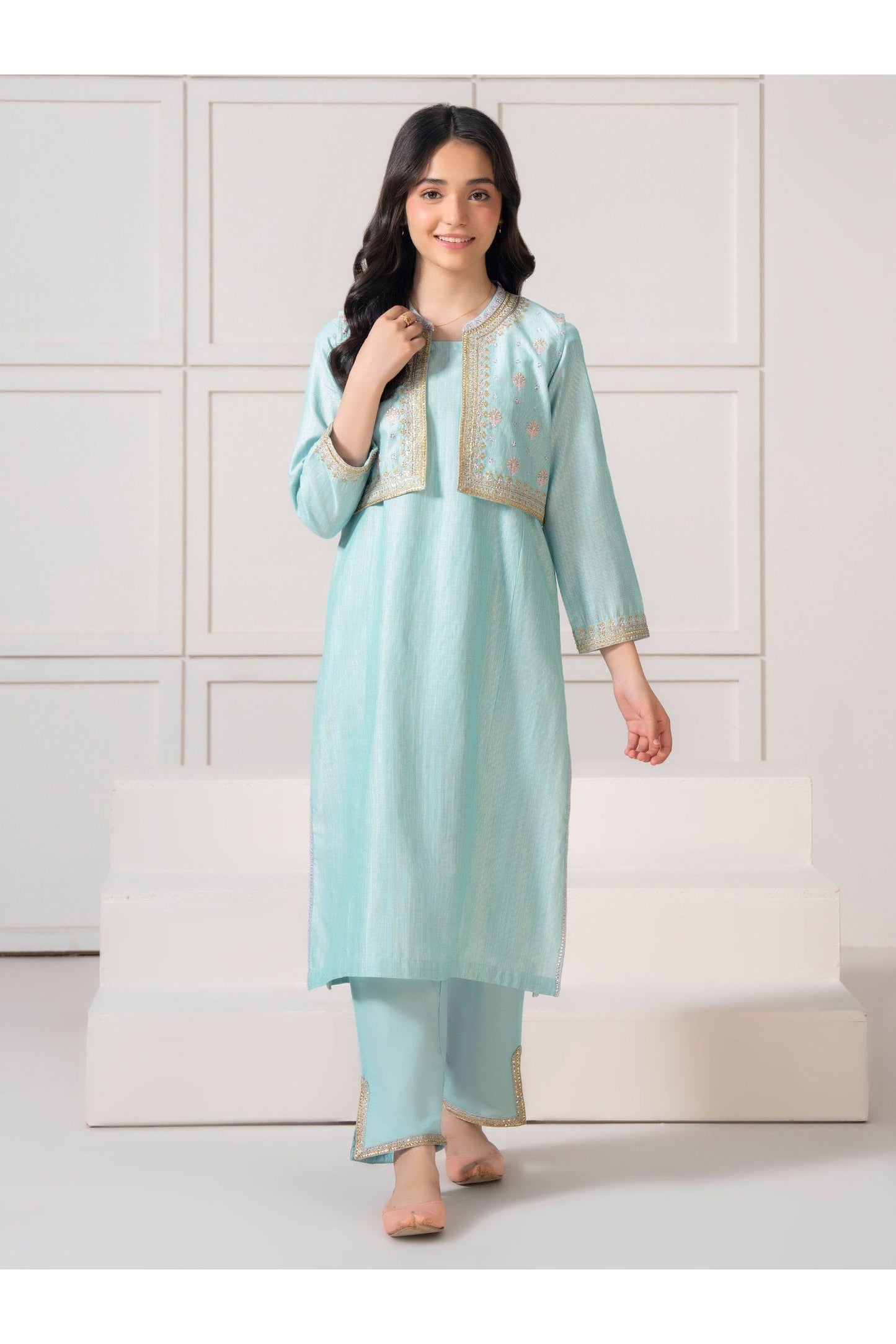 Girls' Embroidered 2-Piece Suit Set