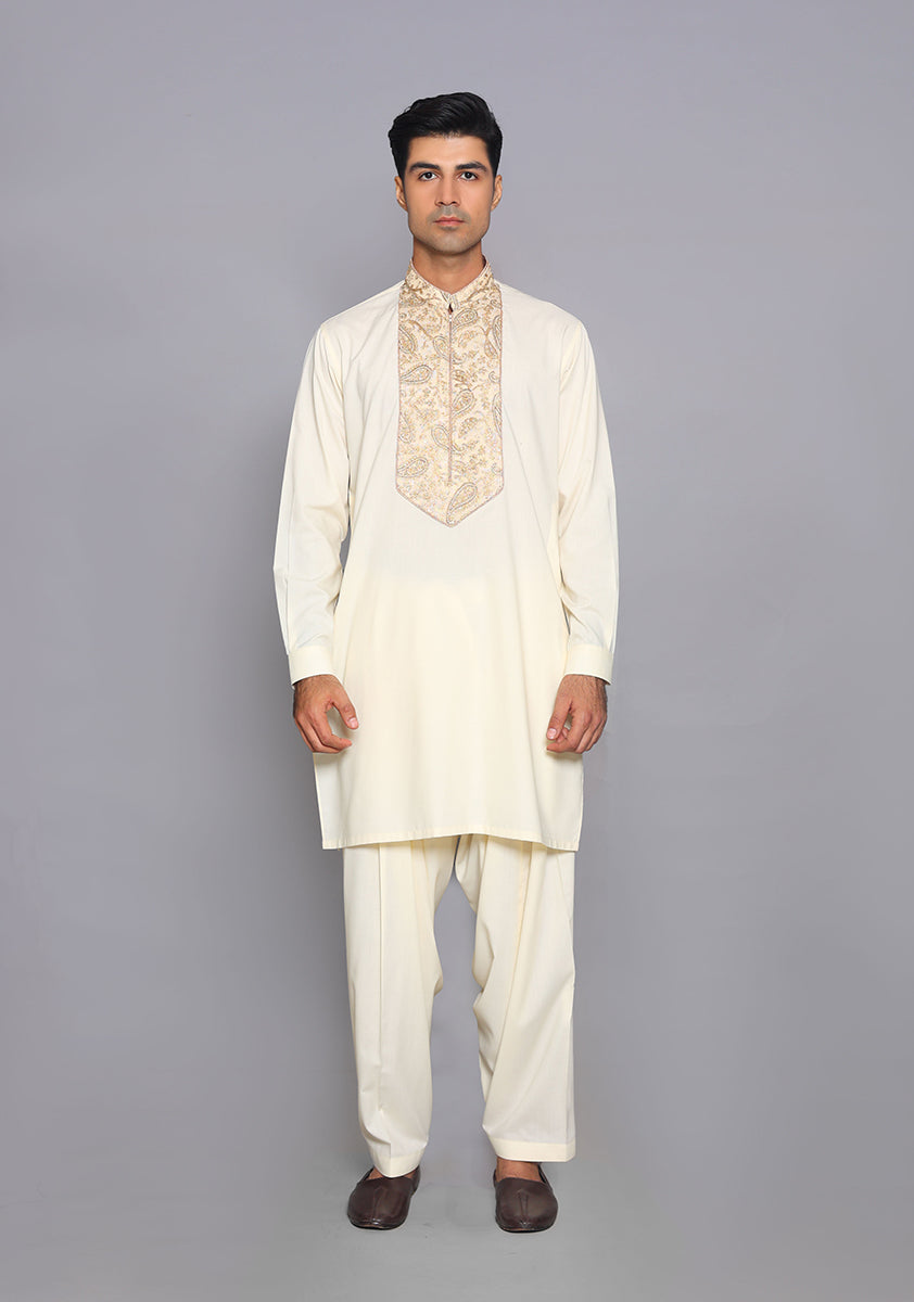 Premium Poly Viscose Vanilla Ice  Embroidered  Suit