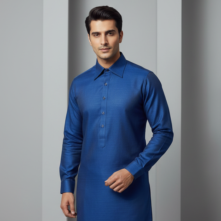 Poly Viscose Blue Opel Slim Fit Suit
