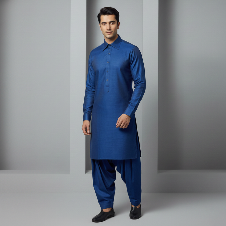 Poly Viscose Blue Opel Slim Fit Suit