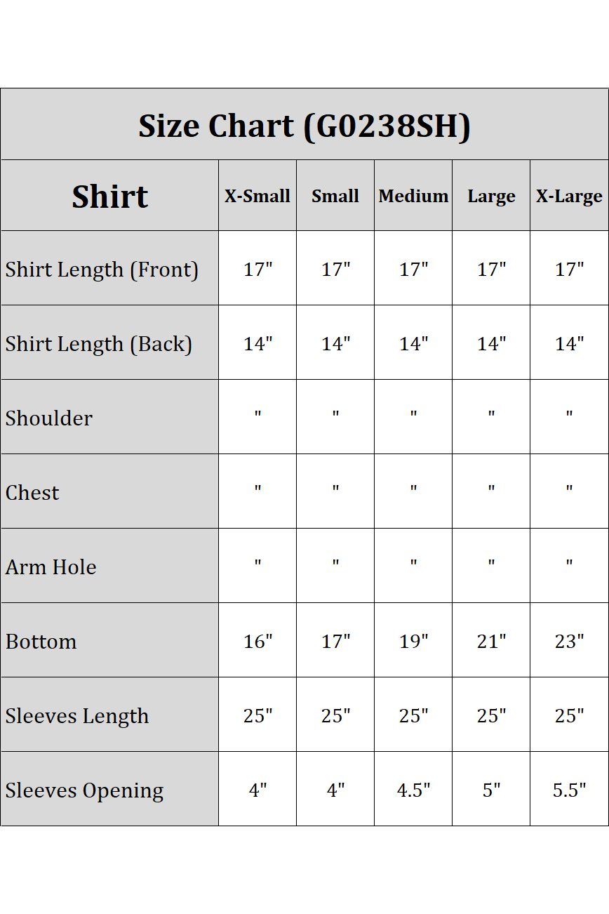 Size chart for Dyed Jersey Top with measurements for X-Small to X-Large