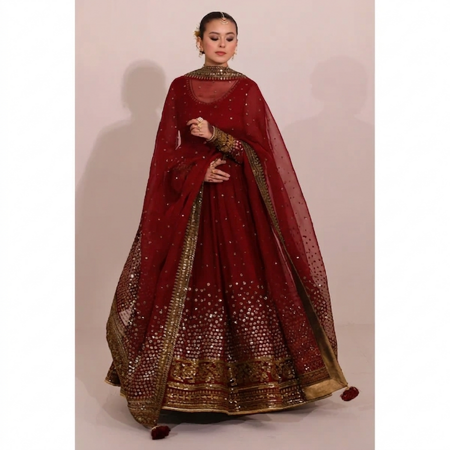 Jahan Ara Mahroon  3-Piece Suit