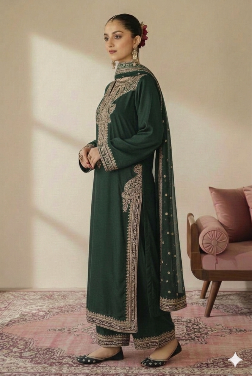 Green Majesty | 3 piece Embroidered Luxury Pret For Women