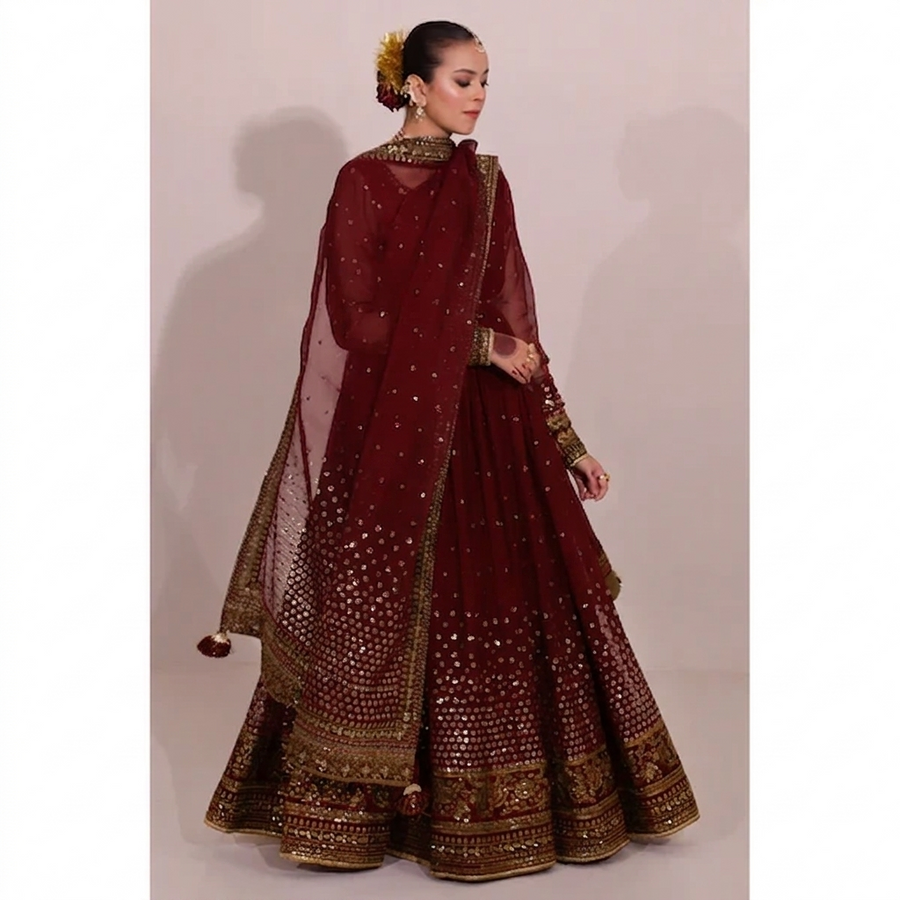 Jahan Ara Mahroon  3-Piece Suit