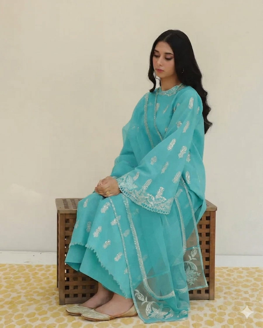 Sea Green – Stylish 3 Piece Stitched embroidered Suit for Women