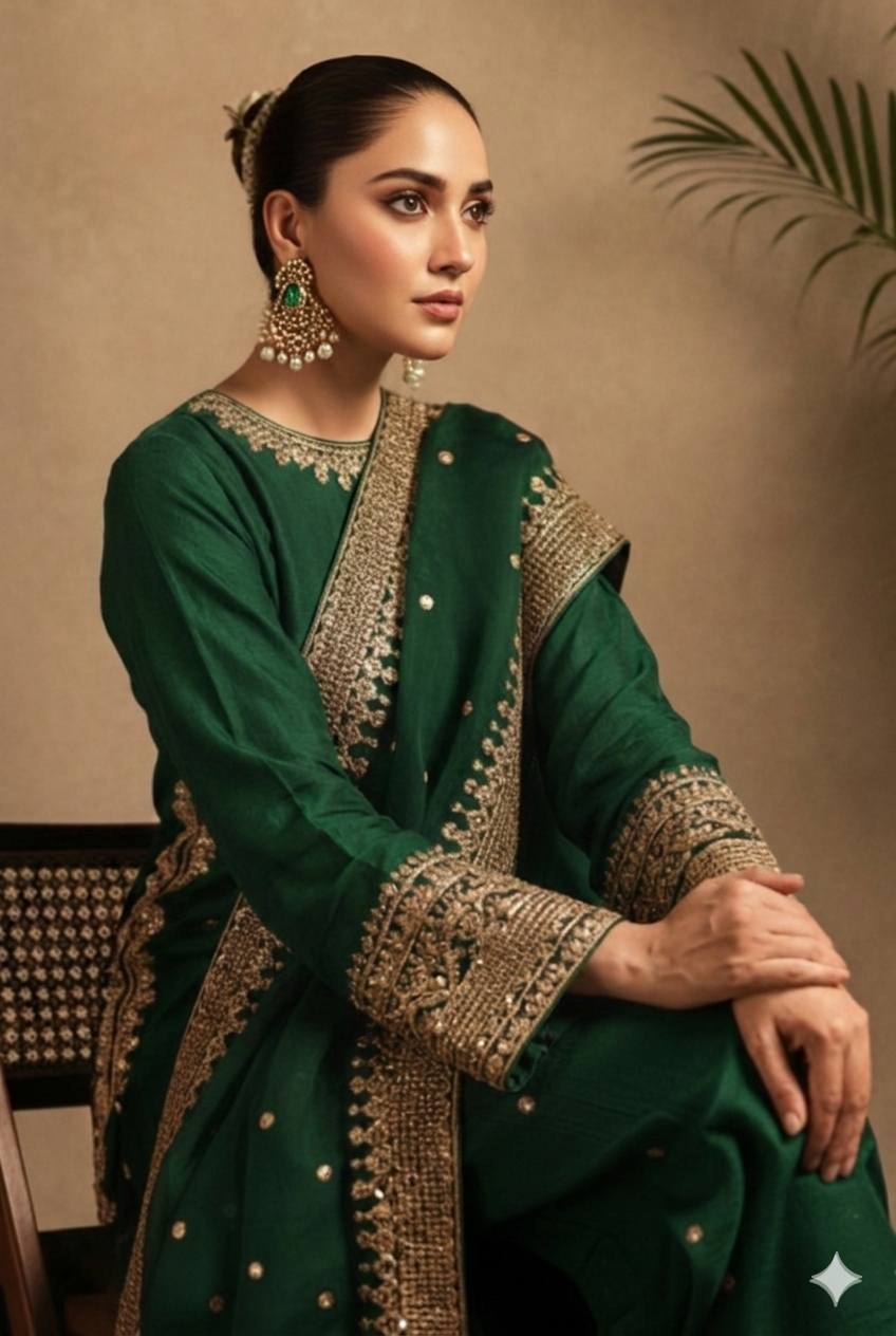 Green Pearl – 3 Piece Lawn Suit