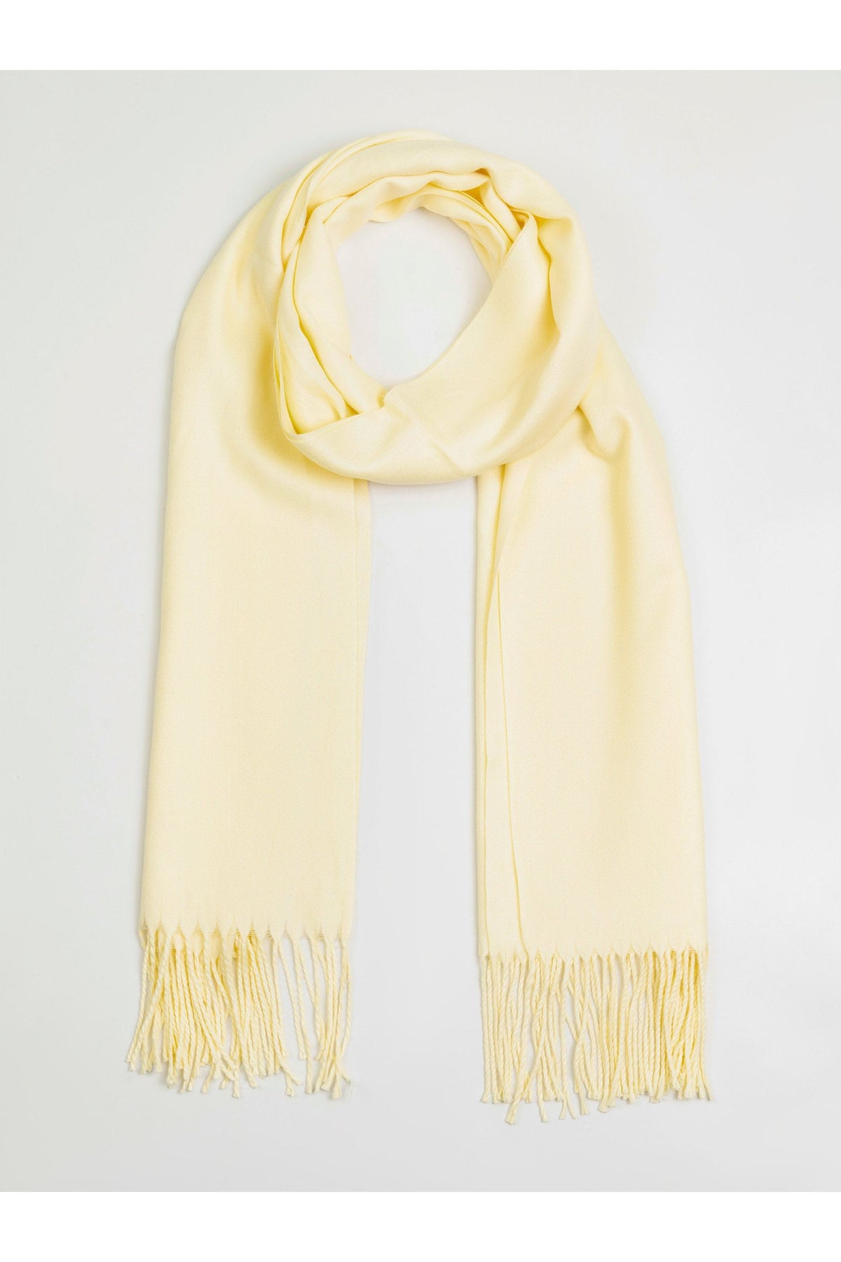 Ivory Wool 1-Piece Shawl | Hand-Fringed Edges