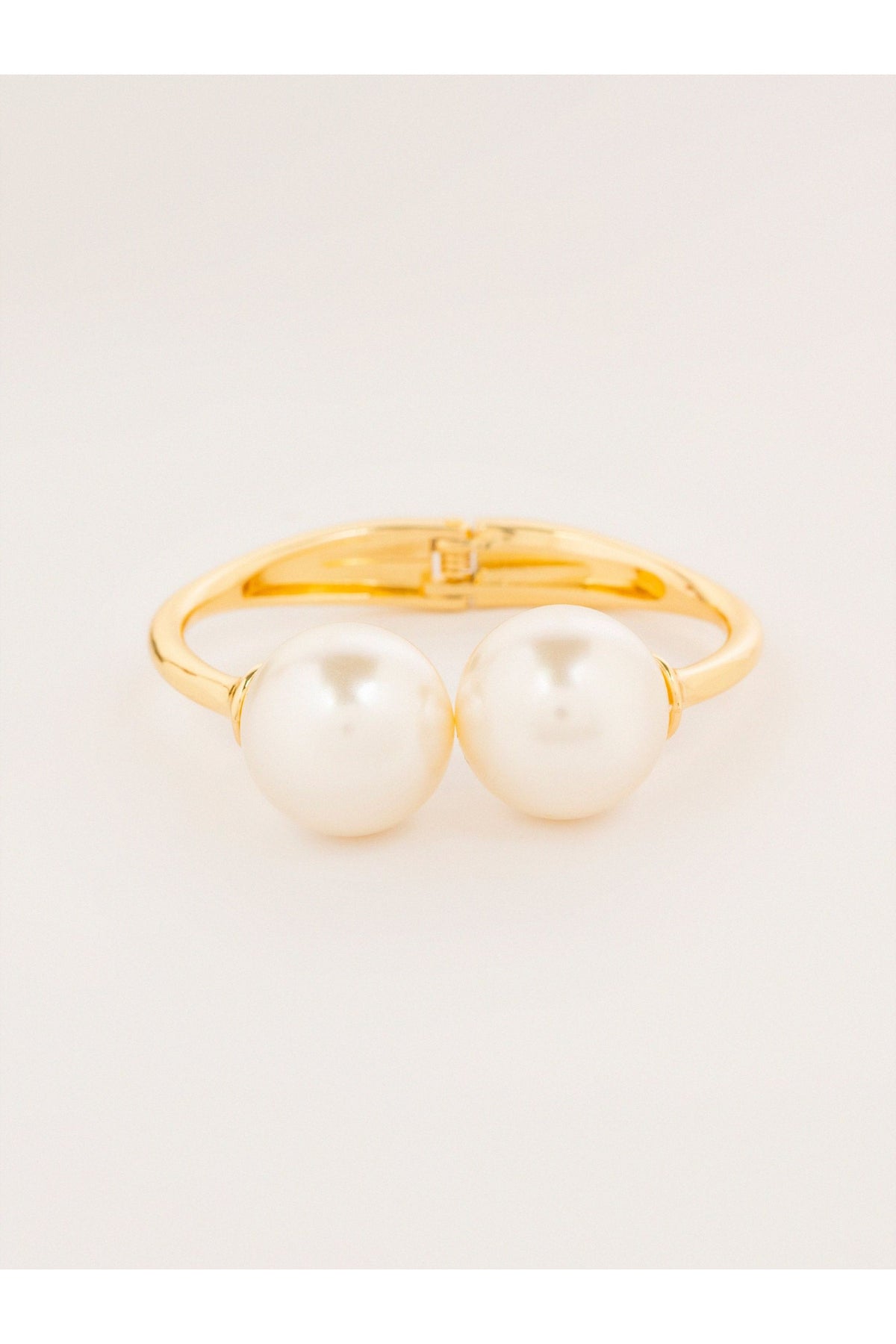 Ivory Pearl Gold Bracelet | Dual Sphere Design