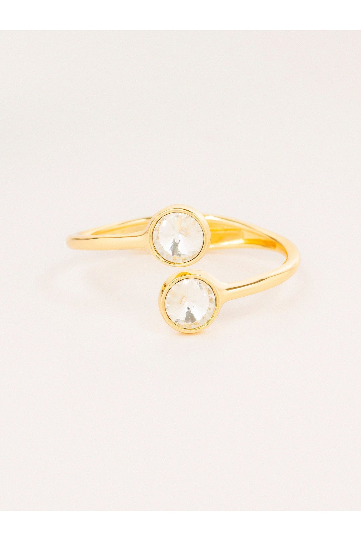 Gold Crystal Open Bracelet | Dual Stone Cuff