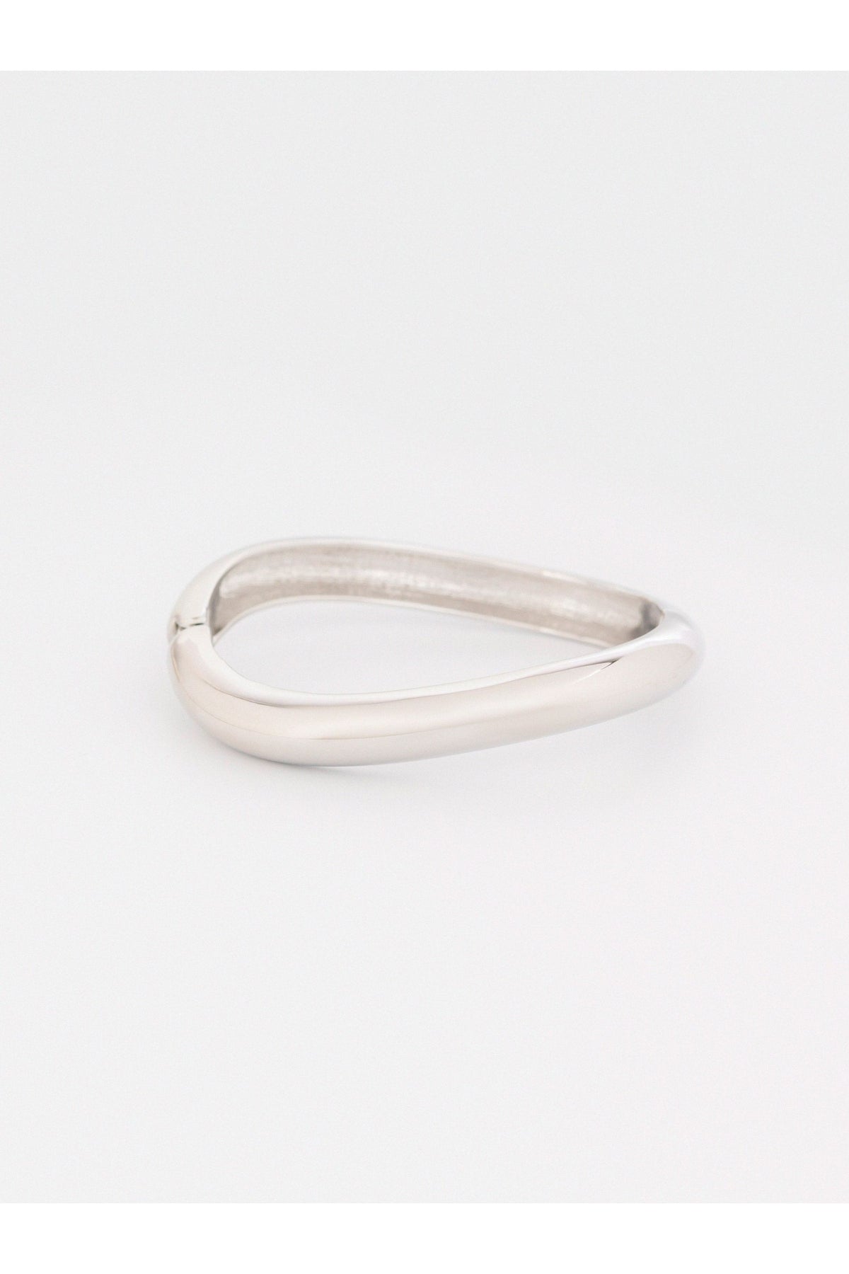 Ivory Silver 1-Piece Asymmetric Bangle | Sculptural Wave Design