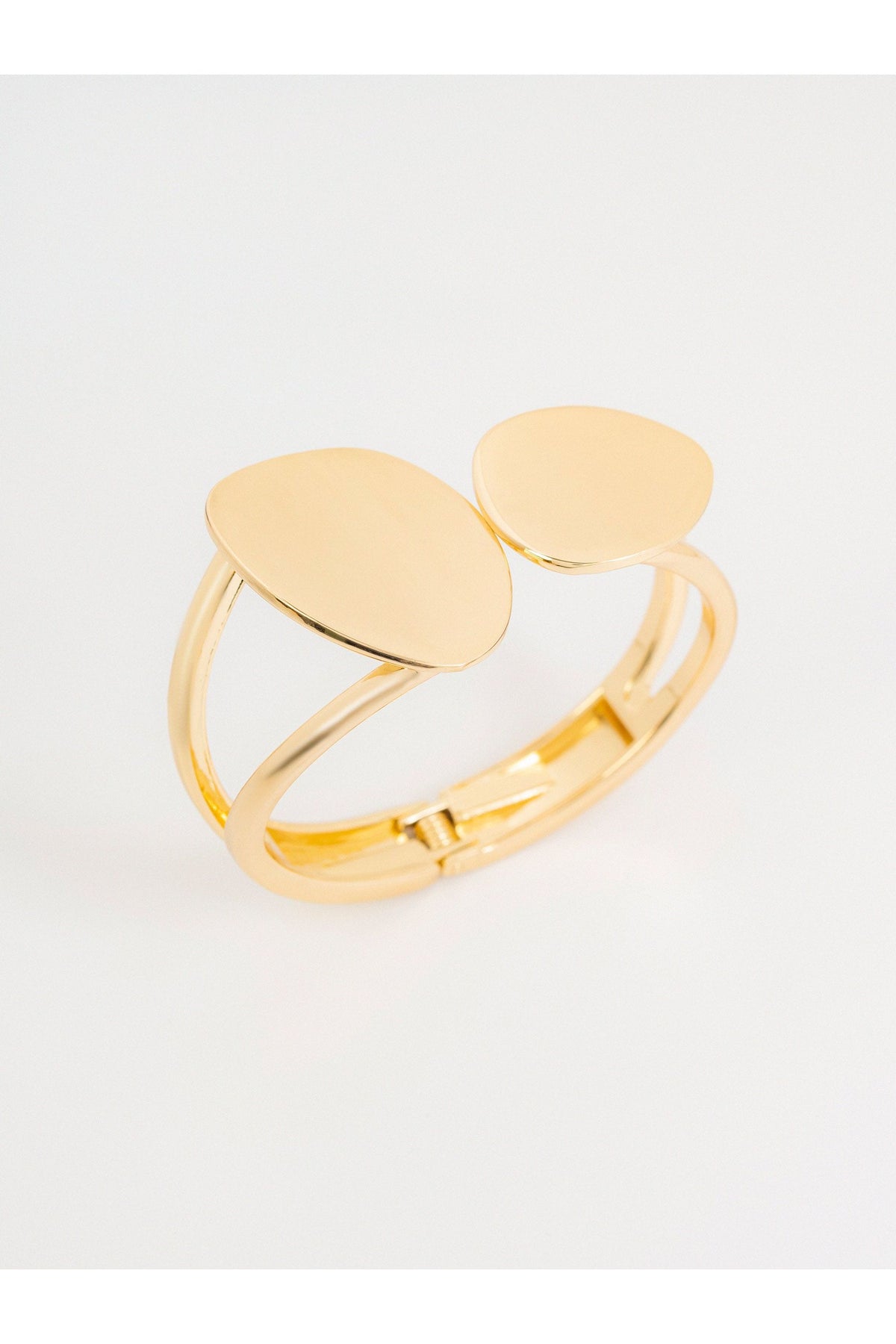 Gold Polished Brass 2-Piece Cuff Bracelet | Dual Oval Face