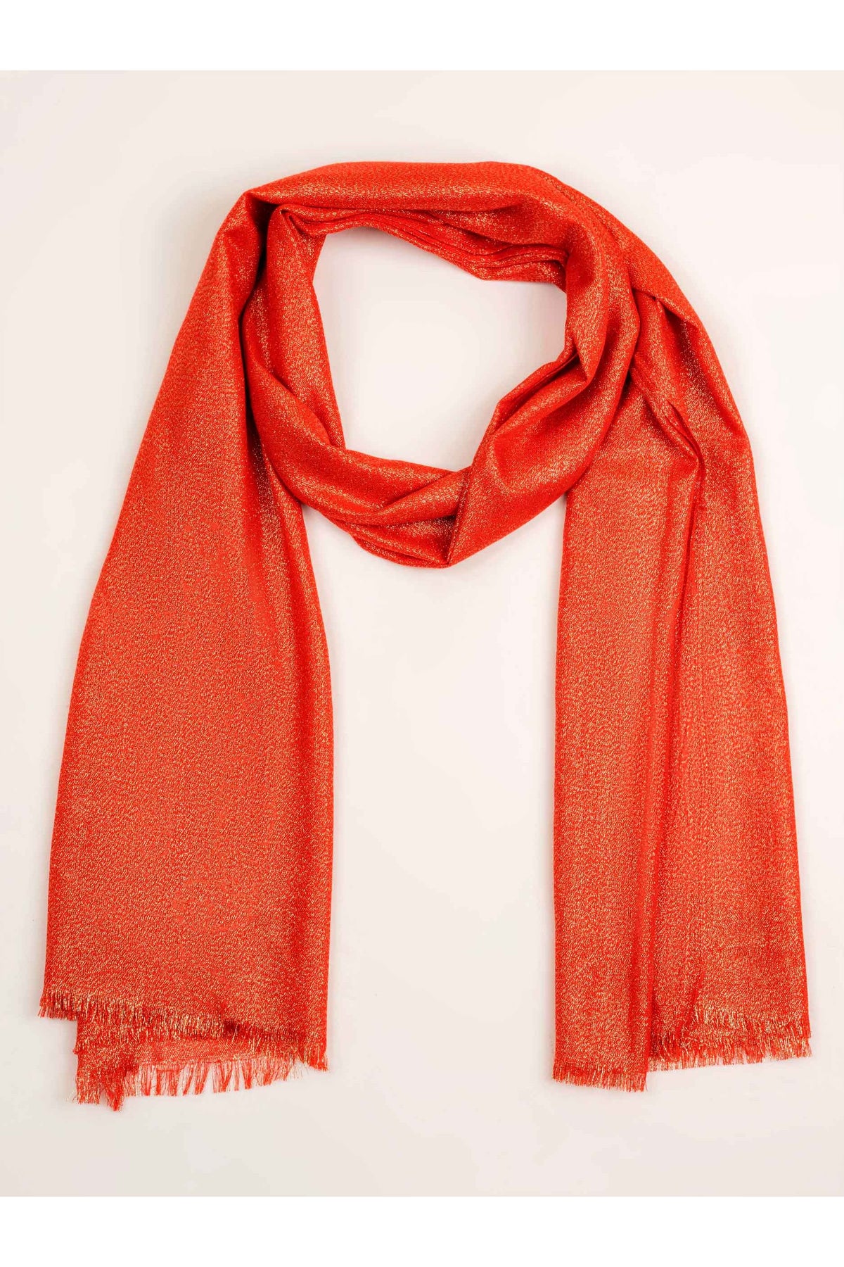 Rust Viscose Glitter Scarf | Metallic Shimmer Wrap