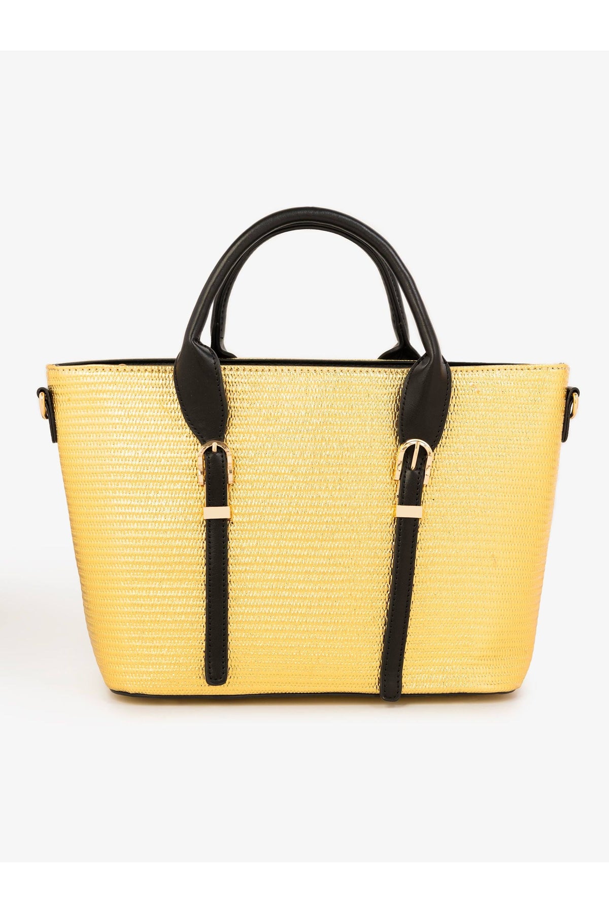 Golden Chic Textured Handbag – Daily Elegance Rexine