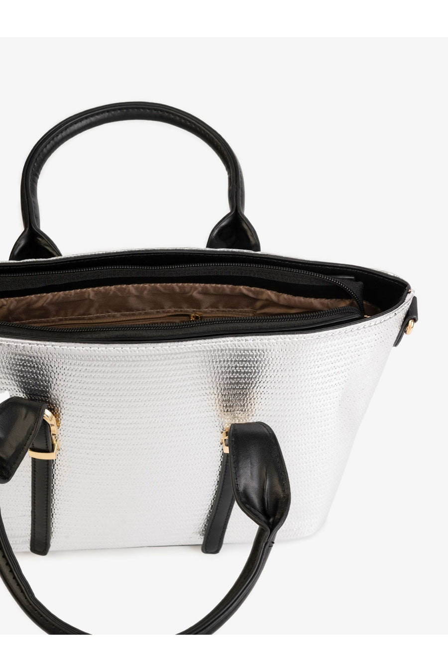 Timeless Textured Handbag With Rexine Handle For Effortless Style
