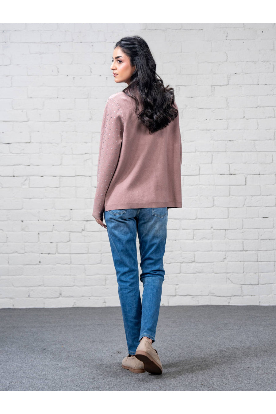 Dusty Rose Wool Blend 3-Piece Blazer | Rhinestone
