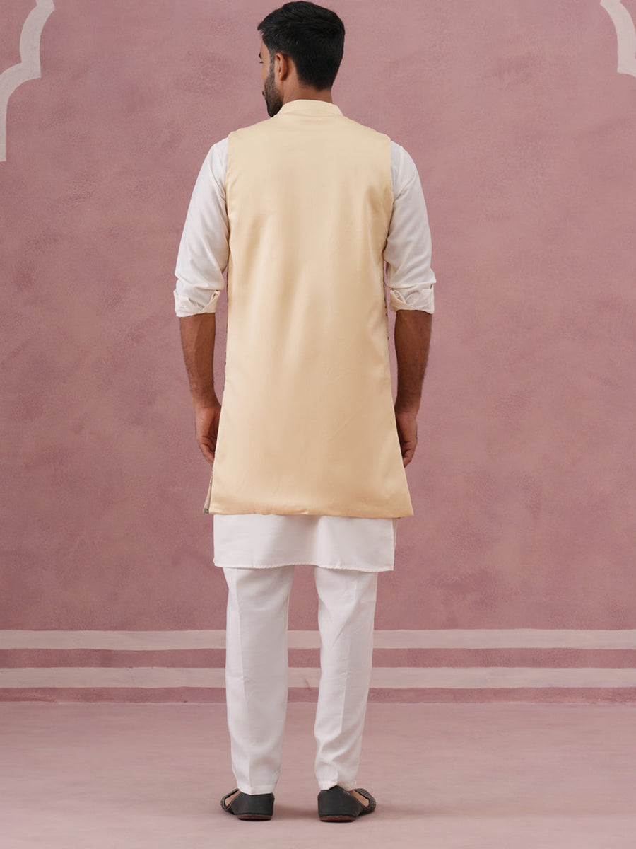 Festive Floral Embroidered Shrug Kurta Set (JOKPWCS 592W 4143 Yellow )