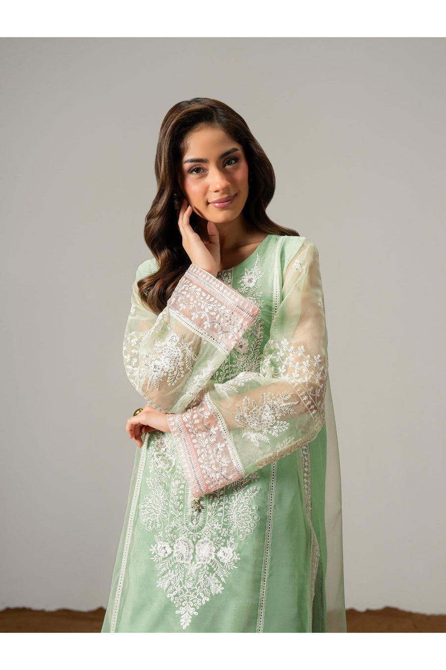 Embroidered Organza 2 Piece Suit Set