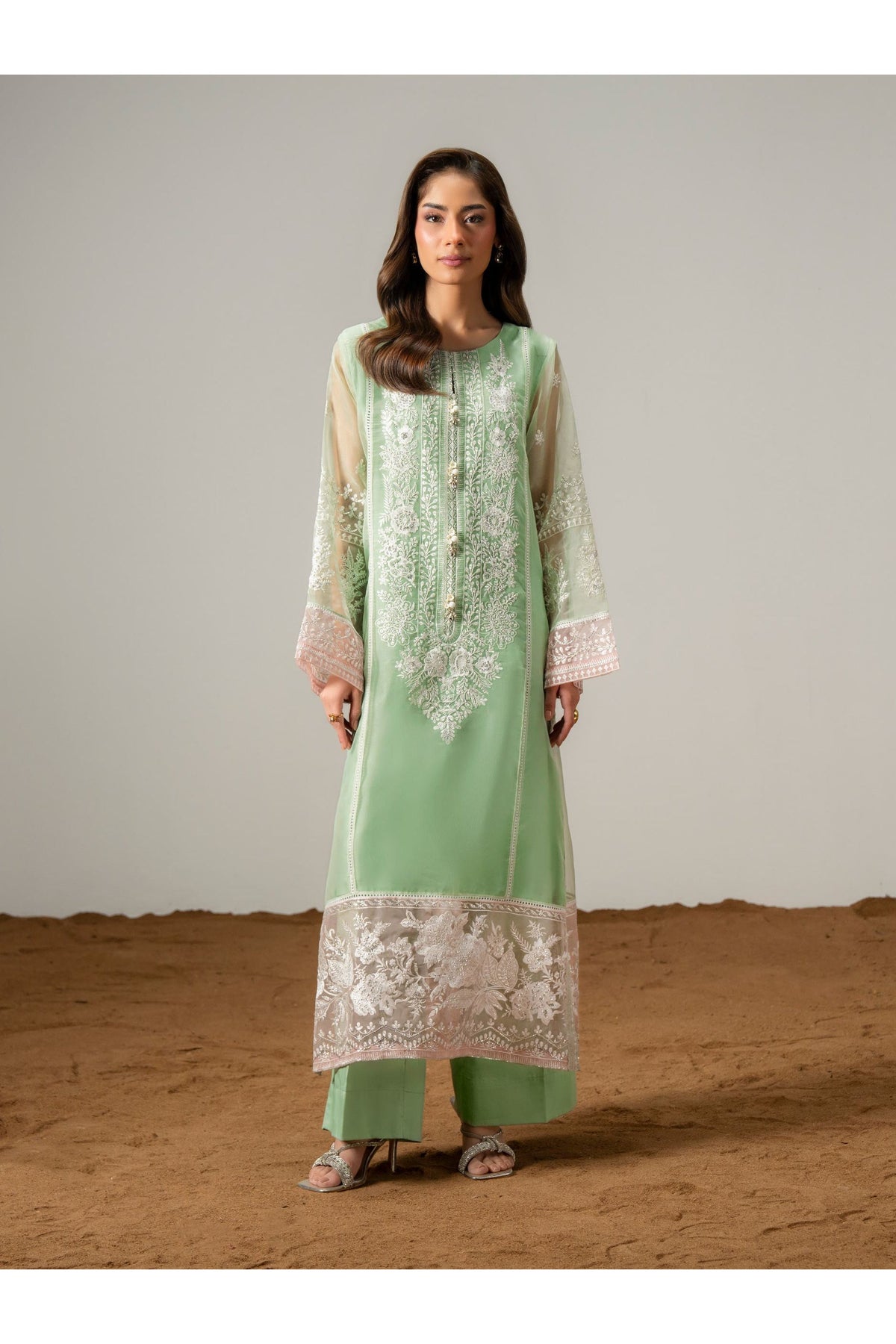 Embroidered Organza 2 Piece Suit Set