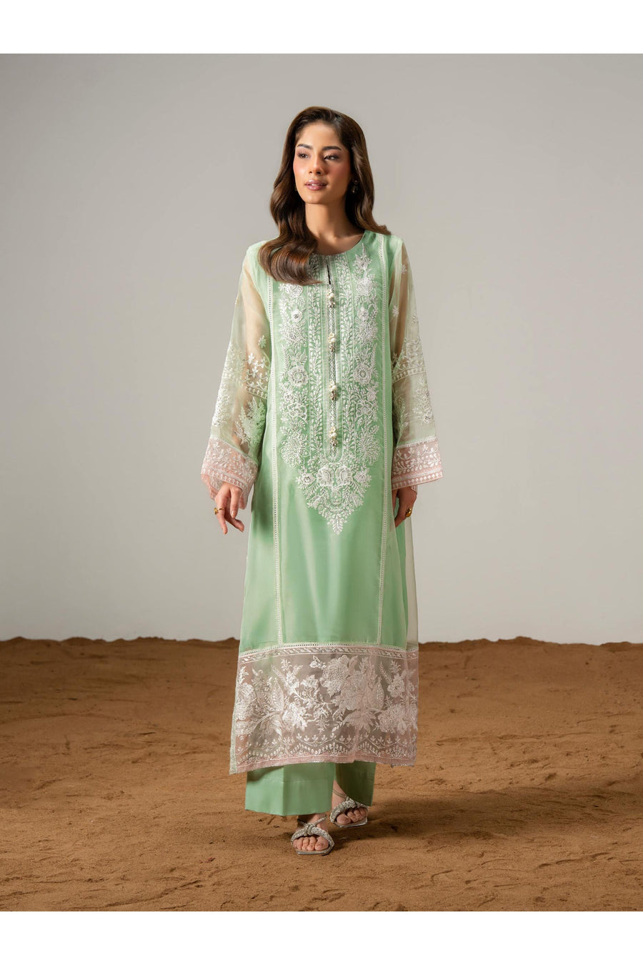 Embroidered Organza 2 Piece Suit Set
