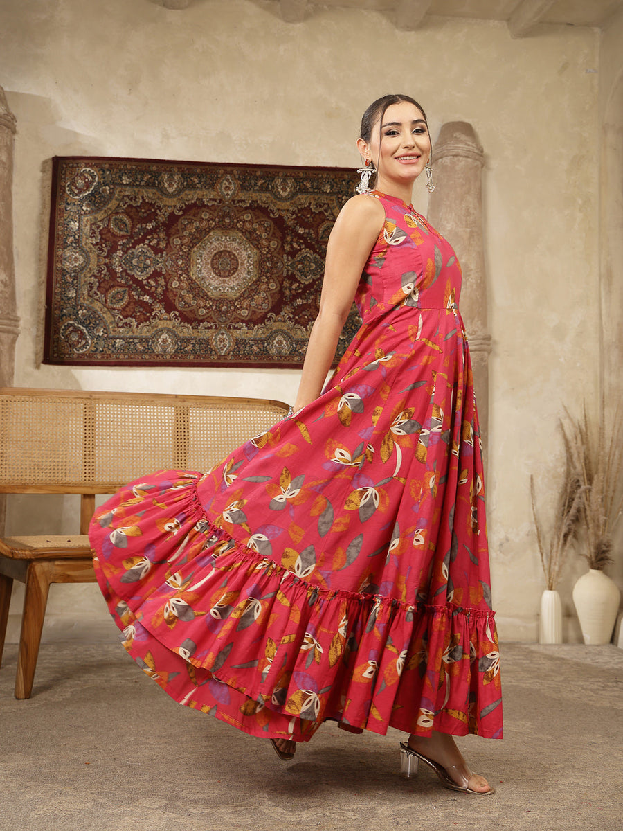 Cotton Printed Flared Kurta - Pehnaawaa