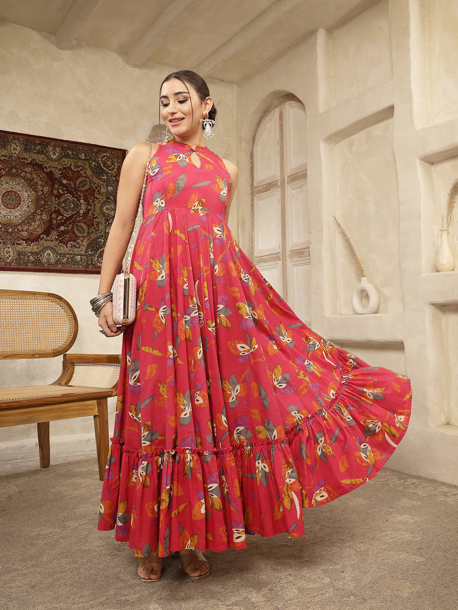 Cotton Printed Flared Kurta - Pehnaawaa
