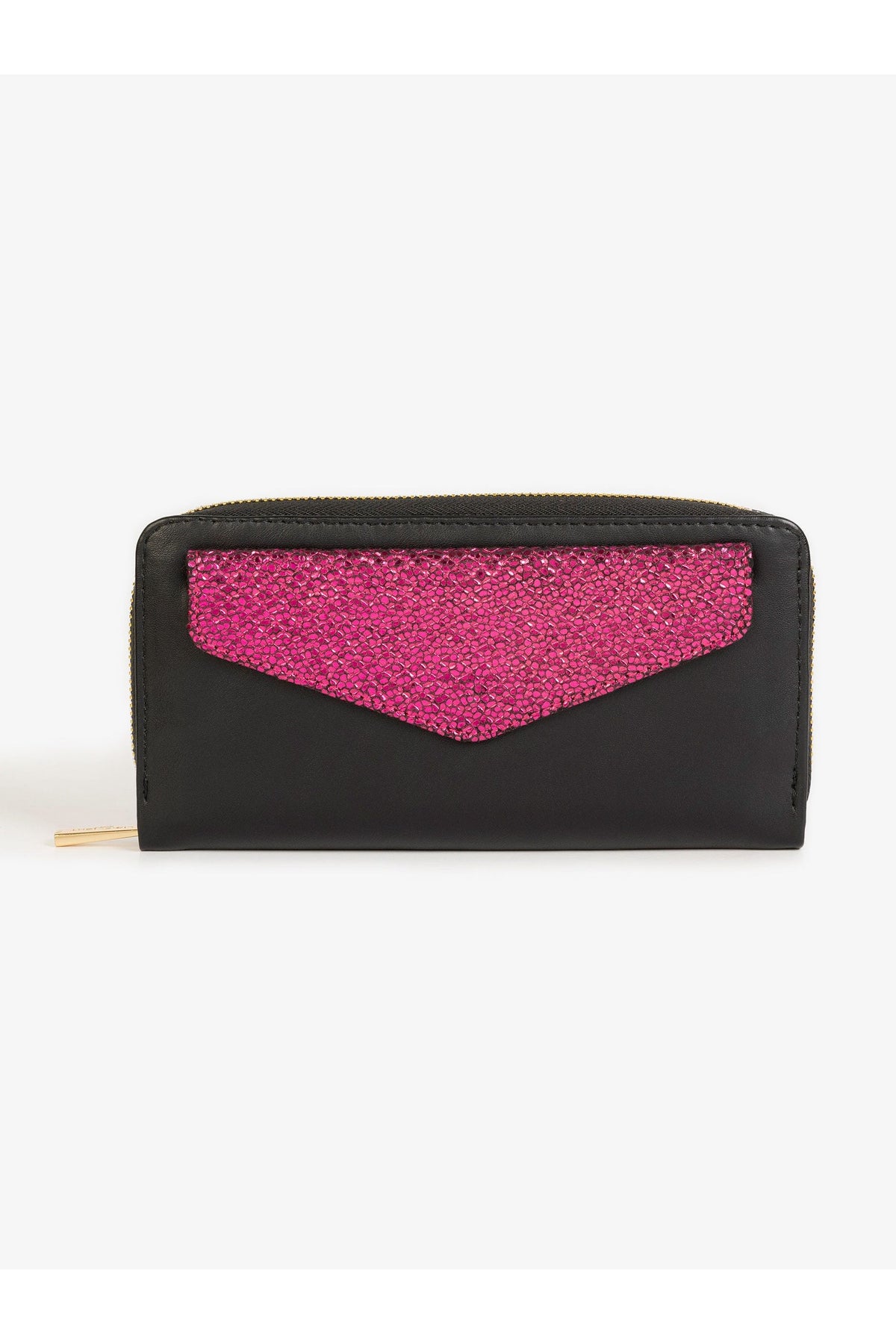 Magenta Sequin Leather Wallet | Two-Tone Envelope Clutch