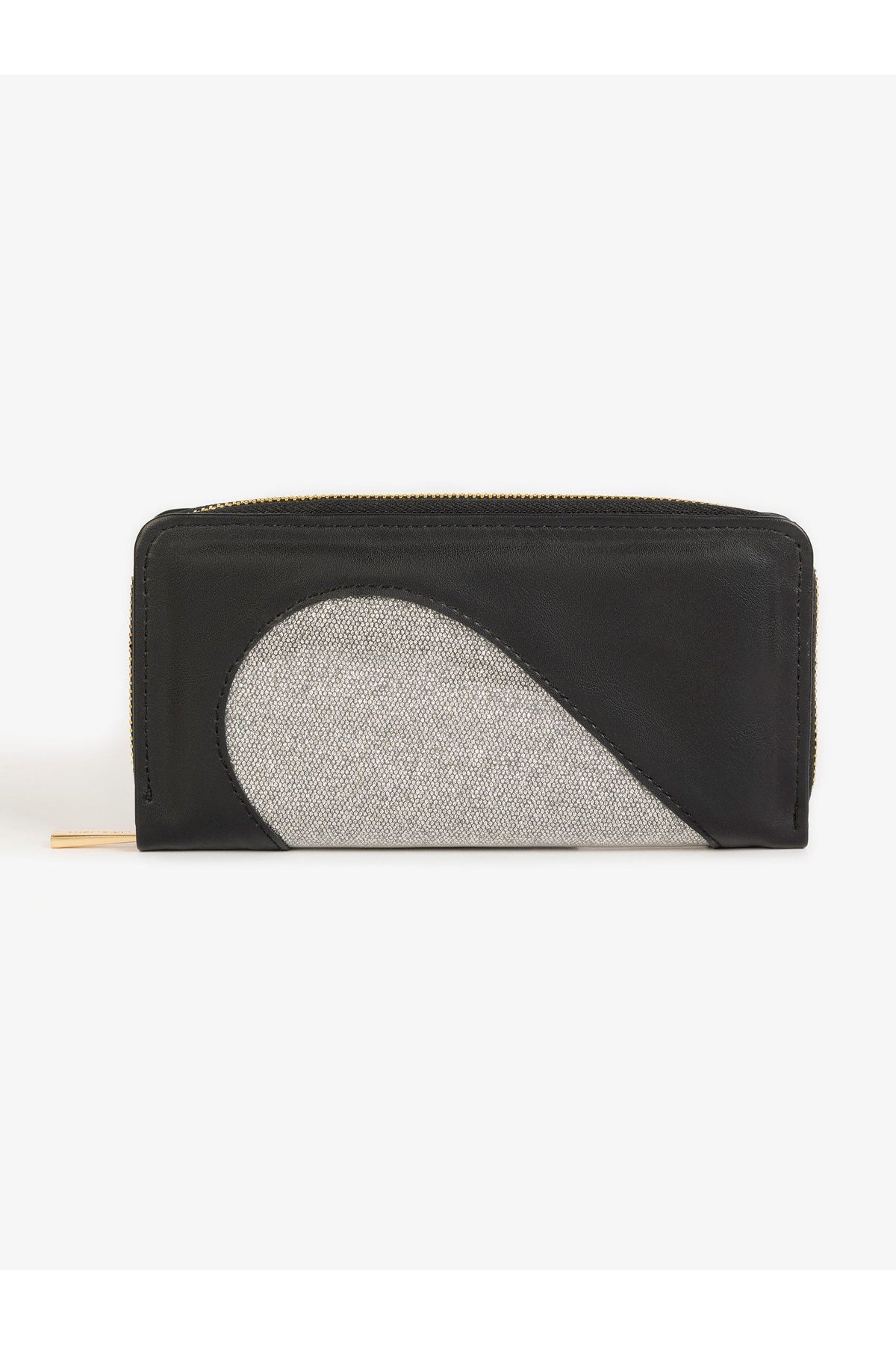 Black & Grey Rexine 1-Piece Wallet | Geometric Colorblock