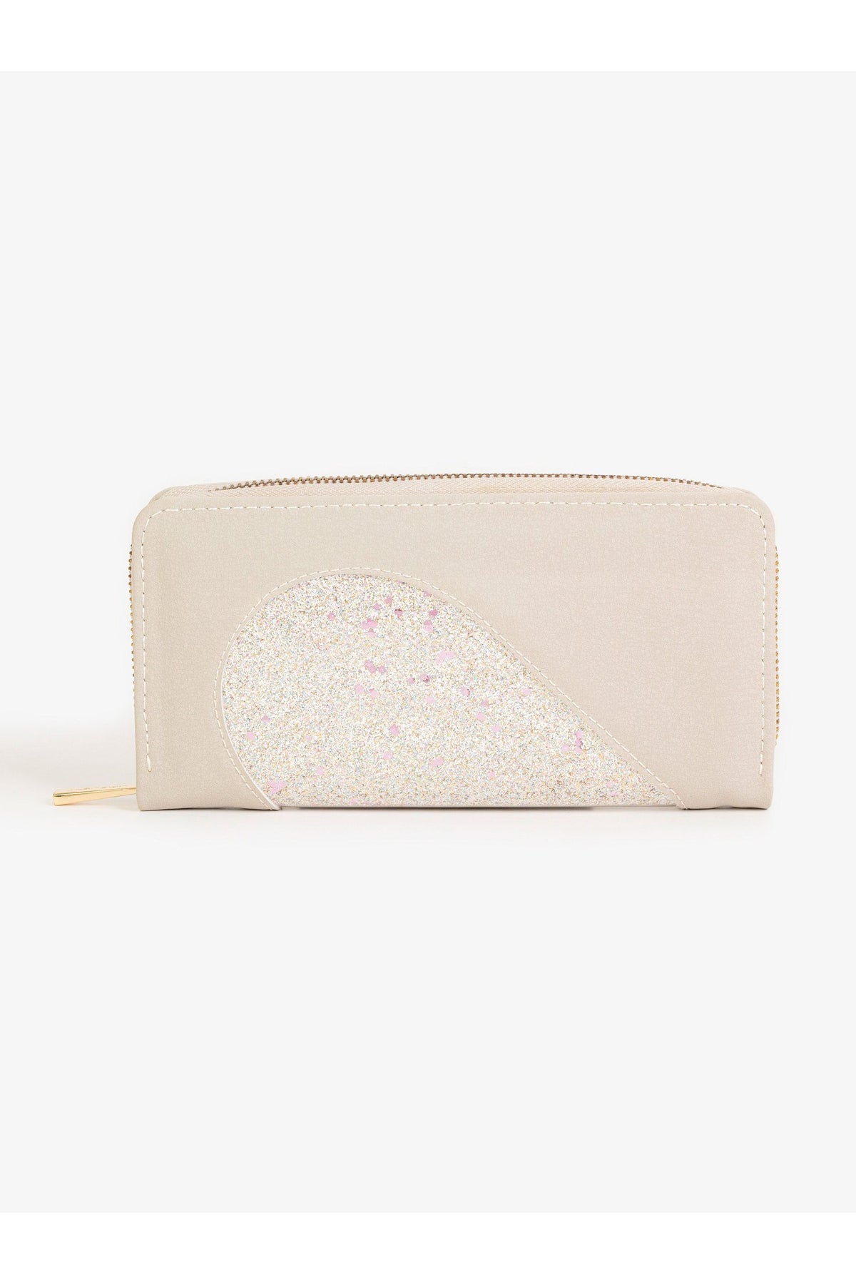 Cream Glitter 1-Piece Wallet | Dual-Tone Sequin Detail