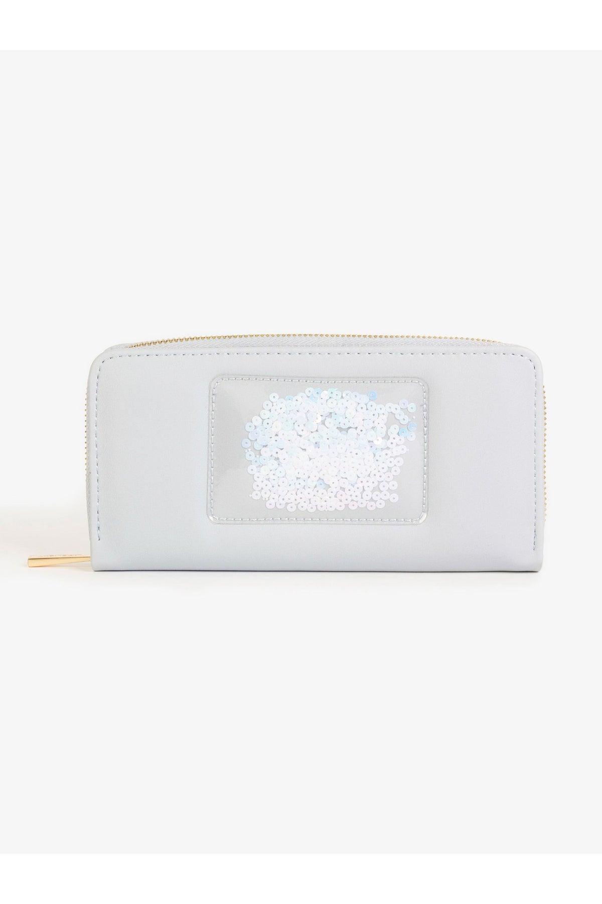 Ivory Leather Sequin Wallet | Iridescent Embellishment